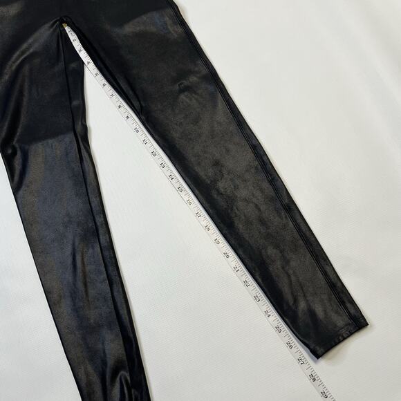 SPANX Faux Leather Leggings Women's Black Shiny Coated Shaping Pants Large - Picture 6 of 8